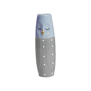 Vase Ugle 17 cm høj grå & lyseblå