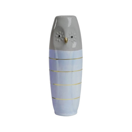 Vase Ugle 17 cm høj grå & lyseblå