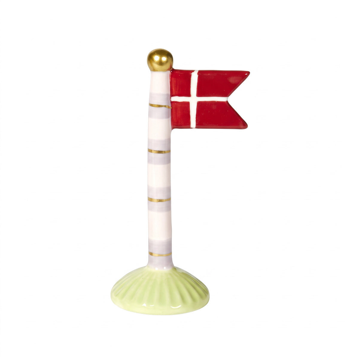 Flagstang pastelfarvet med spidsflag 14 cm højt