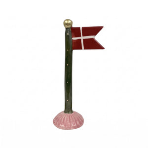 Flagstang med spidsflag 19 cm højt gul grøn lyserød