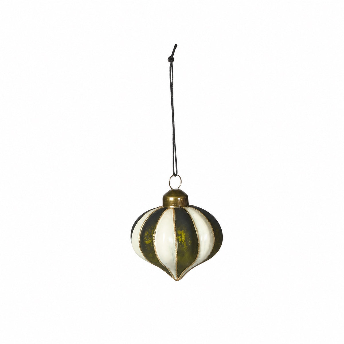 Julekule olivengrønn/offwhite 6 cm i dia