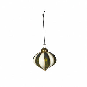 Julekule olivengrønn/offwhite 6 cm i dia