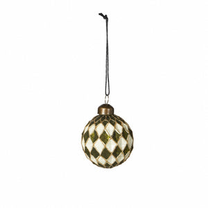 Julekule olivengrønn/offwhite 6 cm i dia