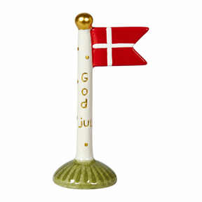 Flagg i keramikk med grønn fot og teksten «God jul» fra Speedtsberg