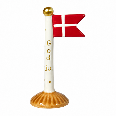 Flagg i keramikk med oransje fot og teksten 'God jul' fra Speedtsberg