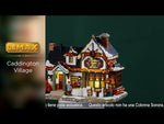 Hus pyntet med julestjerner til juleby fra Lemax
